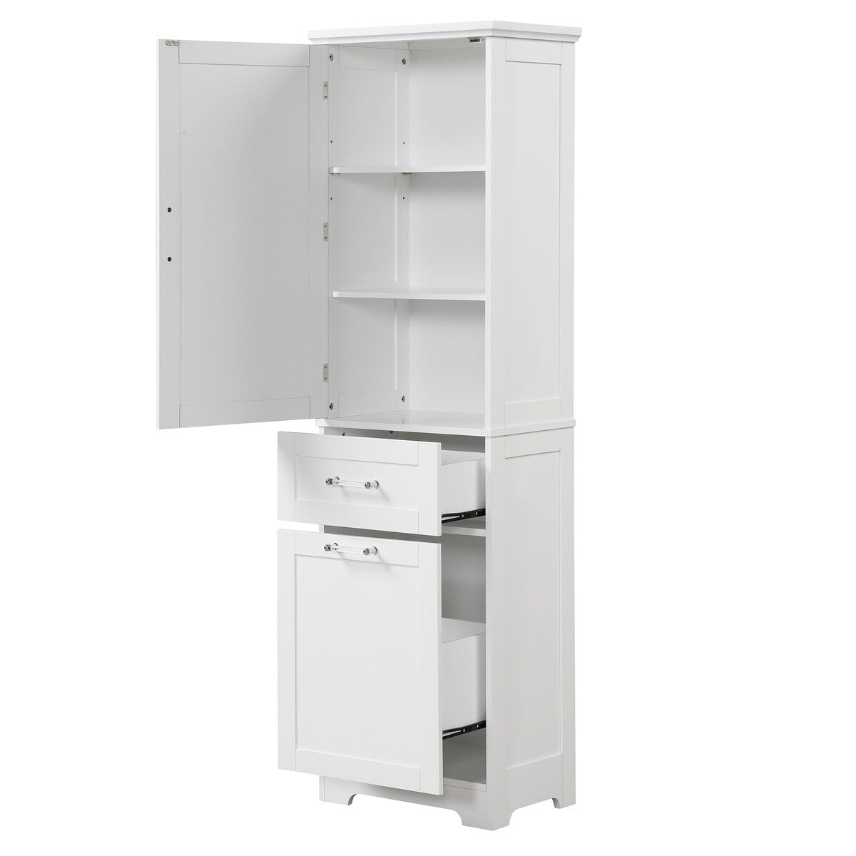 13 in. W x 20 in. D x 68.1 in. H Linen Cabinet with Two Different Size Drawers and Adjustable Shelf