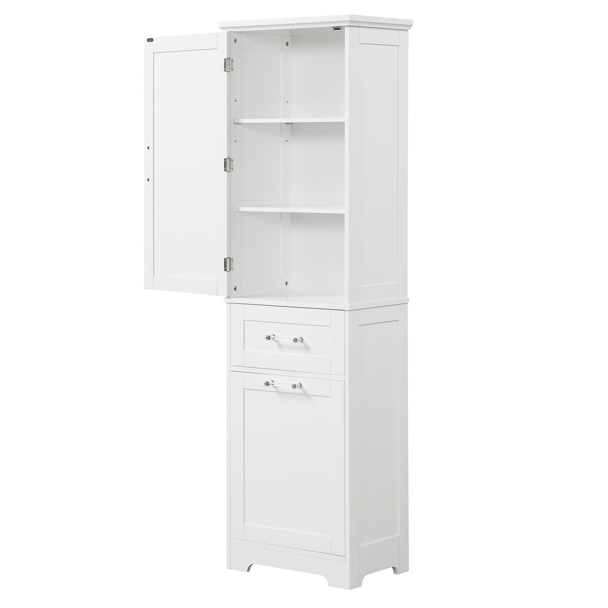 13 in. W x 20 in. D x 68.1 in. H Linen Cabinet with Two Different Size Drawers and Adjustable Shelf