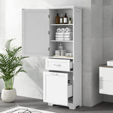 13 in. W x 20 in. D x 68.1 in. H Linen Cabinet with Two Different Size Drawers and Adjustable Shelf