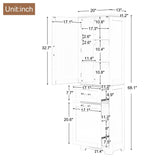 13 in. W x 20 in. D x 68.1 in. H Linen Cabinet with Two Different Size Drawers and Adjustable Shelf