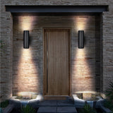 13.4 in. 2-Light Modern Industrial Black Linear Cylinder Waterproof IP54 Outdoor Lantern Wall Sconces