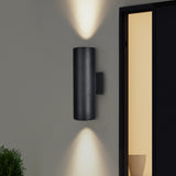 13.4 in. 2-Light Modern Industrial Black Linear Cylinder Waterproof IP54 Outdoor Lantern Wall Sconces