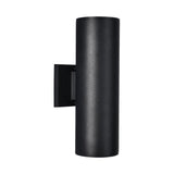 13.4 in. 2-Light Modern Industrial Black Linear Cylinder Waterproof IP54 Outdoor Lantern Wall Sconces