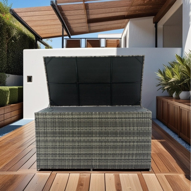 130/200 Gallon Rattan Wicker Patio Outdoor Cushion Storage Box