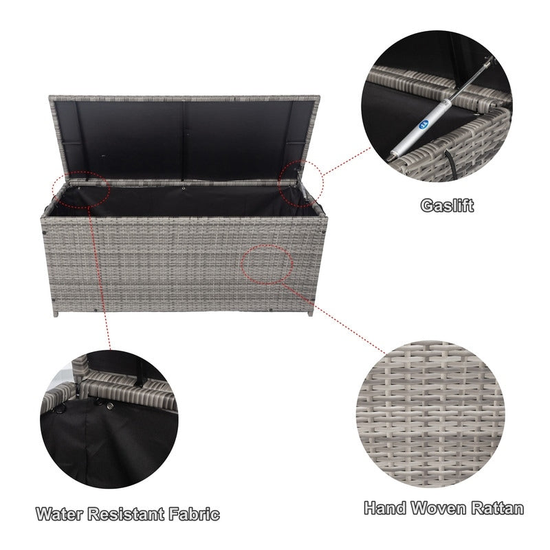 130/200 Gallon Rattan Wicker Patio Outdoor Cushion Storage Box