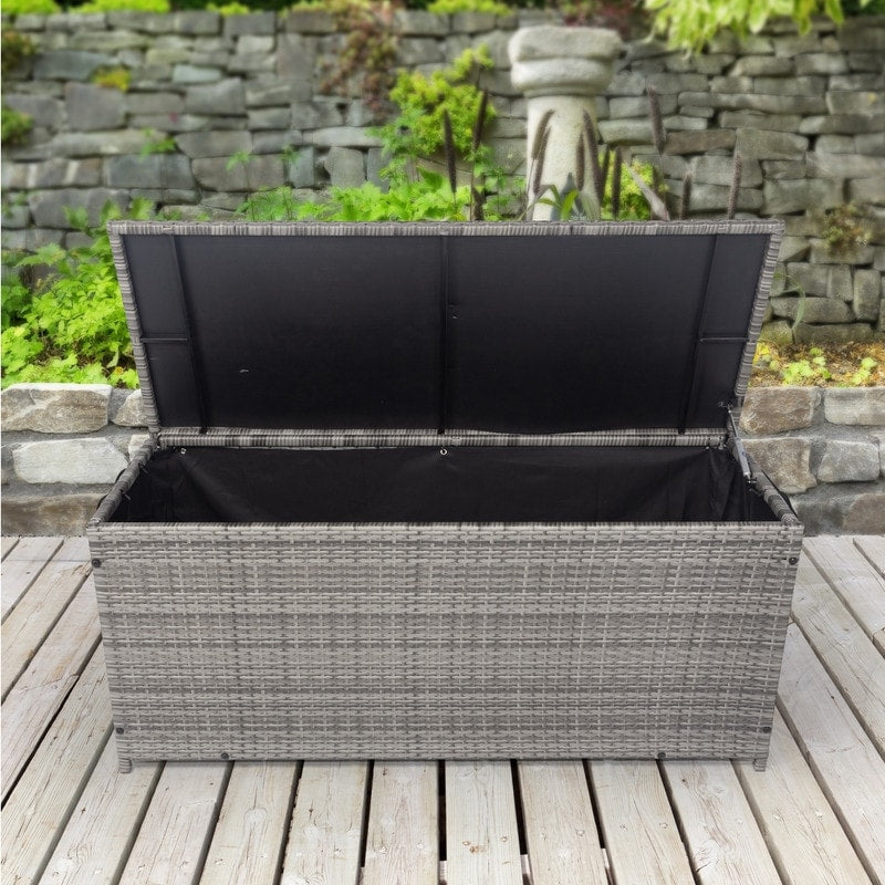 130/200 Gallon Rattan Wicker Patio Outdoor Cushion Storage Box