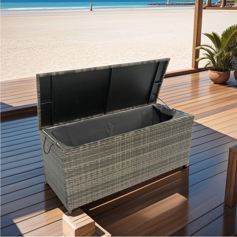 130/200 Gallon Rattan Wicker Patio Outdoor Cushion Storage Box