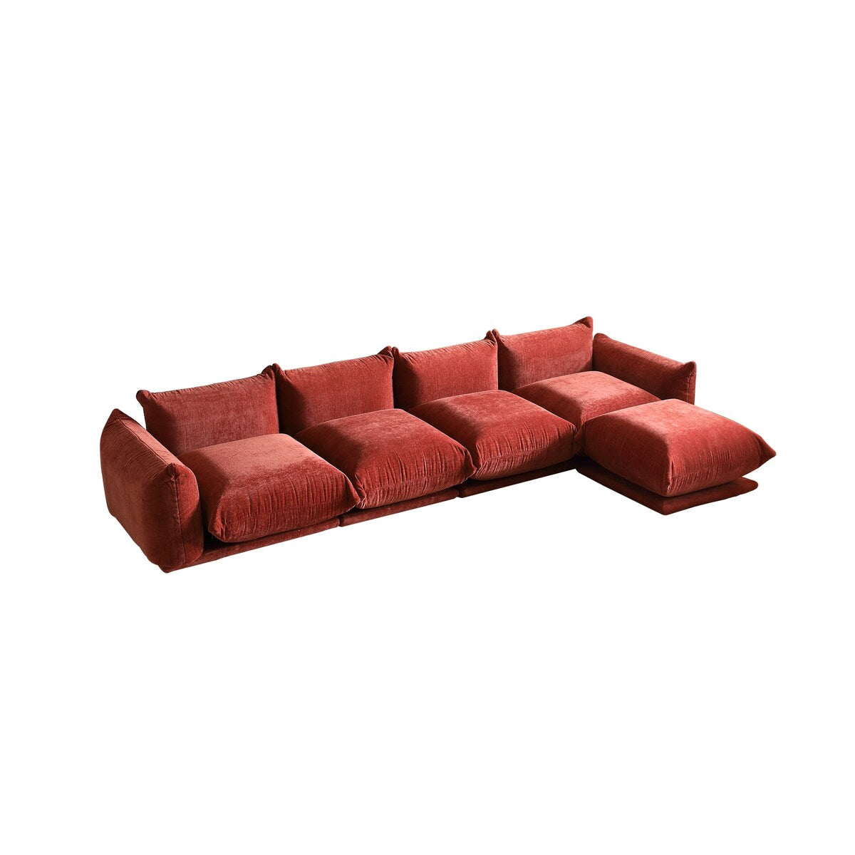 130.7” L-shape Chenille Modular Sofa Modern Sectional Semi-firm Sofa Couch with Ottoman