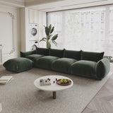 130.7” L-shape Chenille Modular Sofa Modern Sectional Semi-firm Sofa Couch with Ottoman