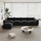 130.7” L-shape Chenille Modular Sofa Modern Sectional Semi-firm Sofa Couch with Ottoman
