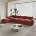 130.7” L-shape Chenille Modular Sofa Modern Sectional Semi-firm Sofa Couch with Ottoman