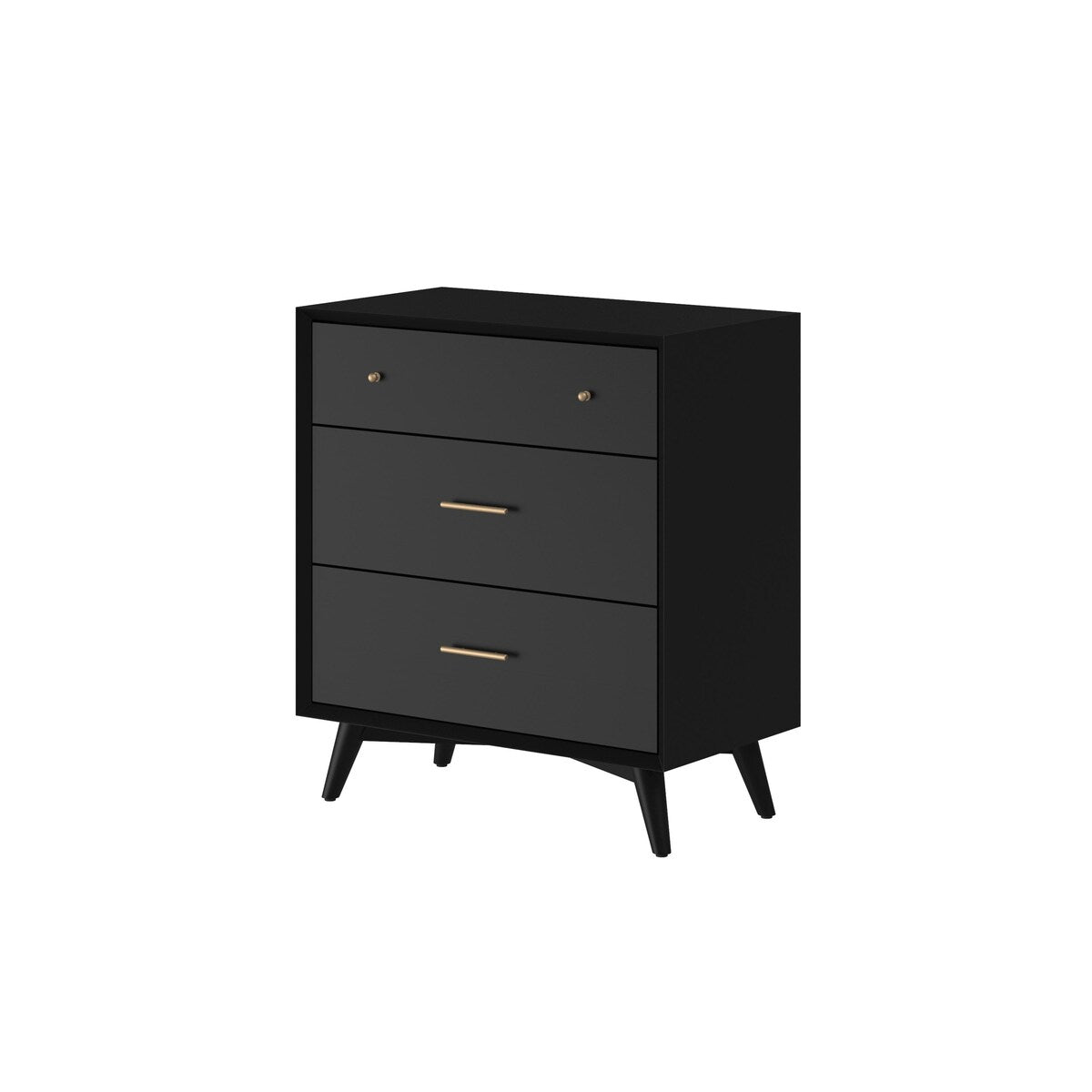 1329APB Brown Contemporary Mid Century 3-Drawer Compact Chest