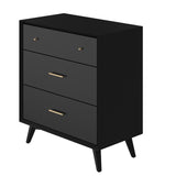 1329APB Brown Contemporary Mid Century 3-Drawer Compact Chest