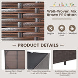 133 Gallon Deck Storage Box, Patio Rattan Storage Container with 2 Universal Wheels, Safety Pneumatic Rod, Sturdy Steel Frame
