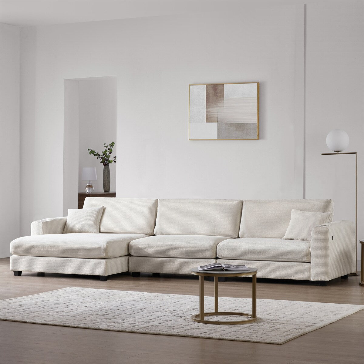 134*54"Oversized Corduroy Sectional Sofa