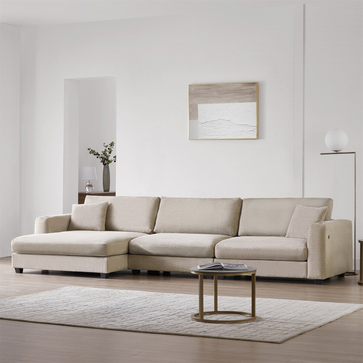 134*54"Oversized Corduroy Sectional Sofa