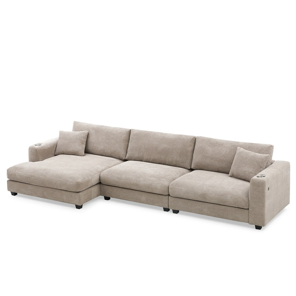 134*54"Oversized Corduroy Sectional Sofa