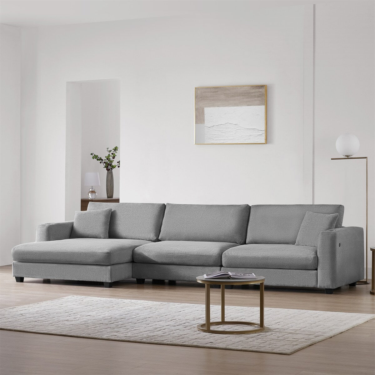 134*54"Oversized Corduroy Sectional Sofa