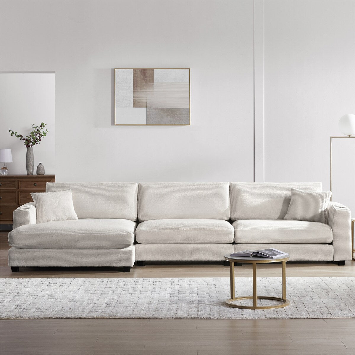 134*54"Oversized Corduroy Sectional Sofa