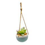 13" Succulents Hanging Planter In Colorful Ceramic Pot