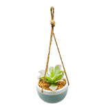 13" Succulents Hanging Planter In Colorful Ceramic Pot