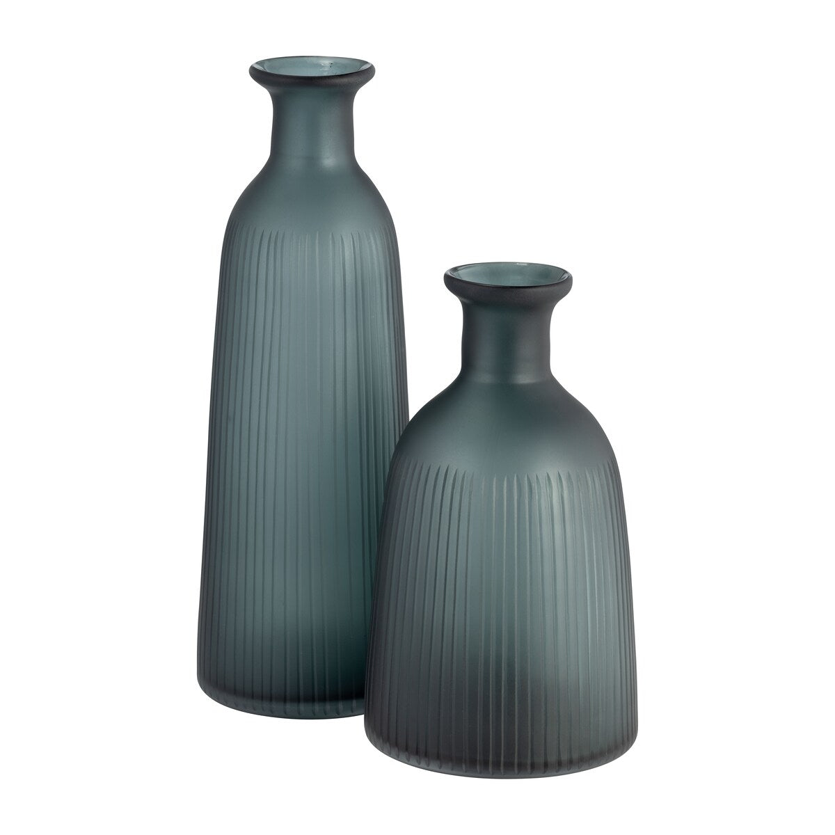 13"Hx6" Diameter, Glass Vase with Lid, Blue/Gray Finish Decorative Vase for Centerpieces, Home Decor, and Elegant Floral
