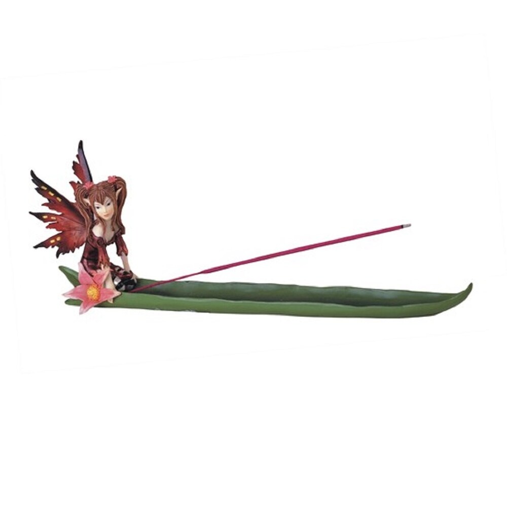Q-Max 13"W Red Fairy with Clear Wings Incense Burner Sticks Holder