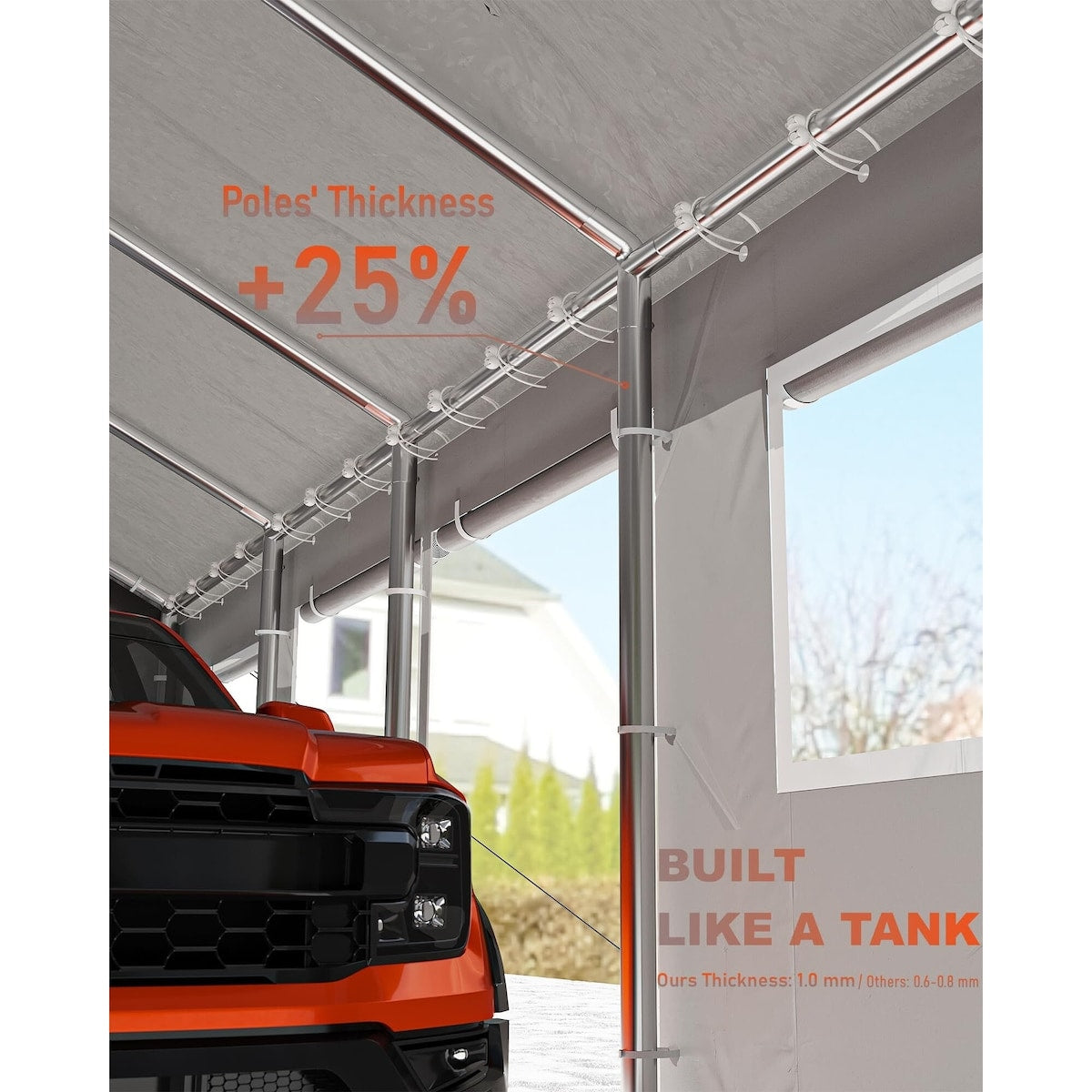 13'x25' Oversized Carport - Grey_13'x25'