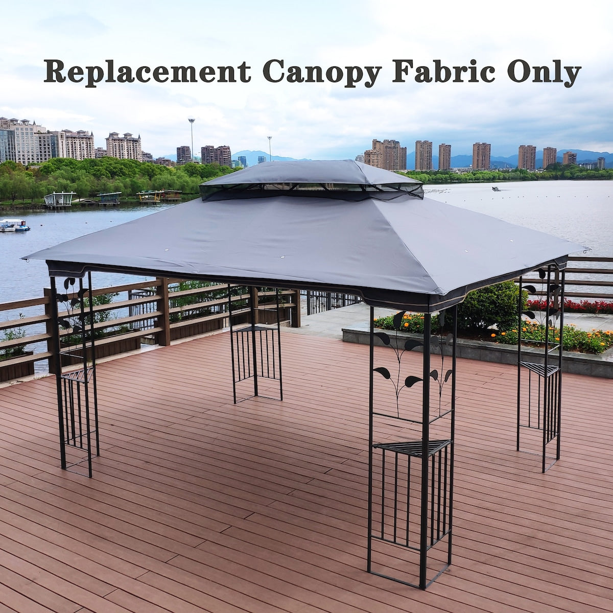 13x10 Ft Patio Double Roof Gazebo Replacement Canopy Top Fabric