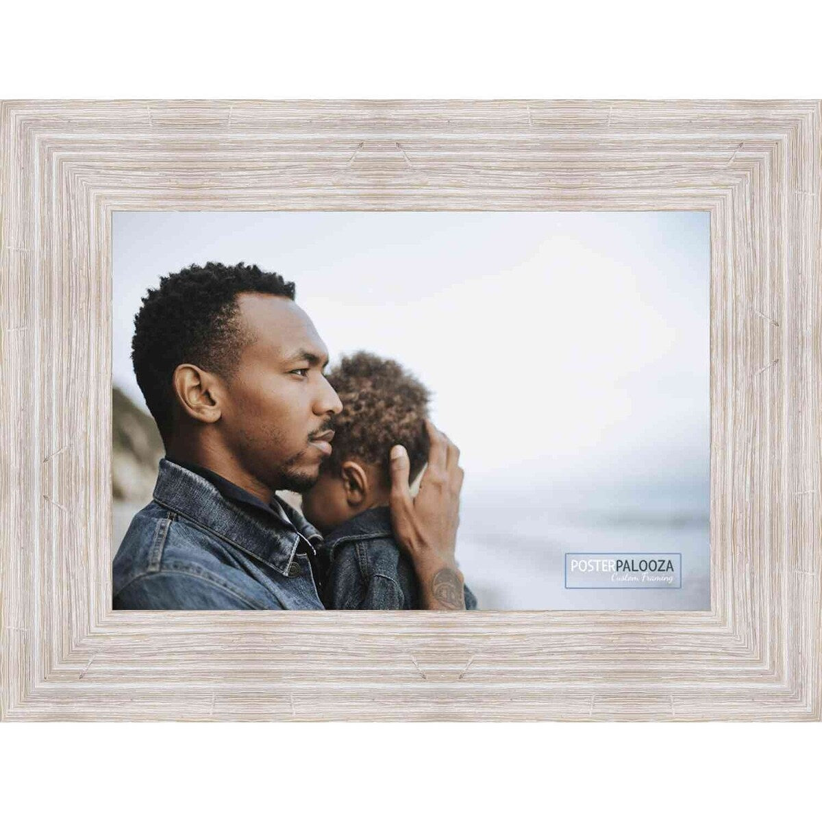 13x11 Rustic White Complete Wood Picture Frame with UV Acrylic, Foam Board Backing, & Hardware