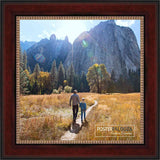 13x13 Traditional Mahogany Complete Wood Square Picture Frame with UV Acrylic, Foam Board Backing, & Hardware