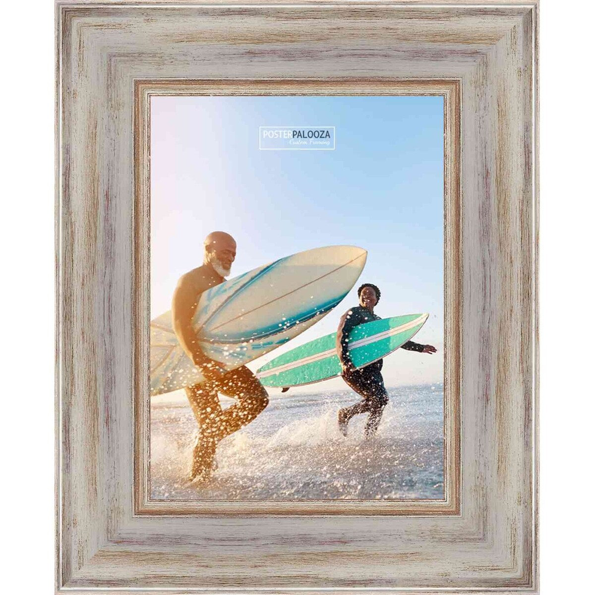 13x19 Contemporary White Complete Wood Picture Frame with UV Acrylic, Foam Board Backing, & Hardware