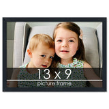 13x9 Contemporary Black Complete Wood Picture Frame with UV Acrylic, Foam Board Backing, & Hardware
