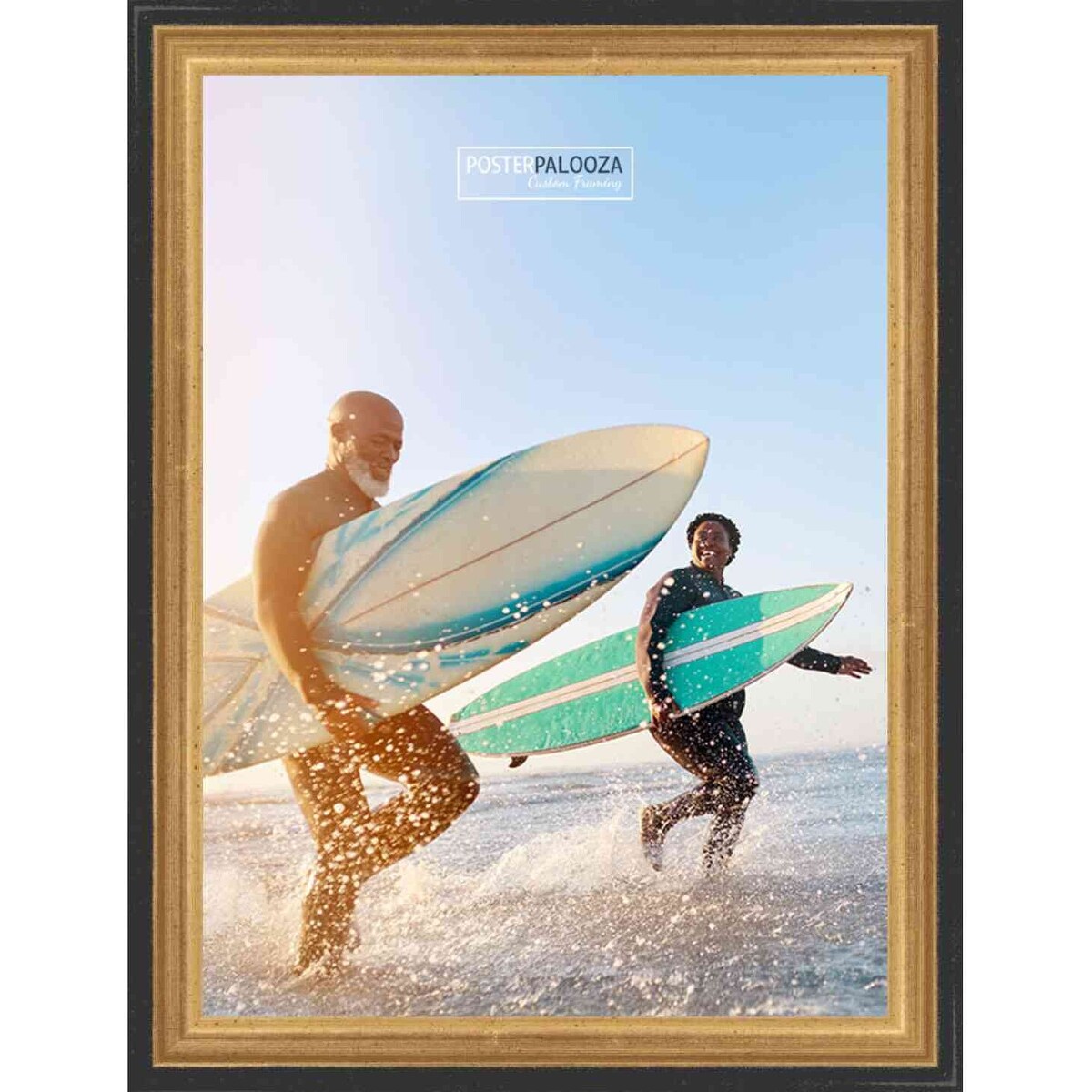 13x9.5 Traditional Gold Complete Wood Picture Frame with UV Acrylic, Foam Board Backing, & Hardware