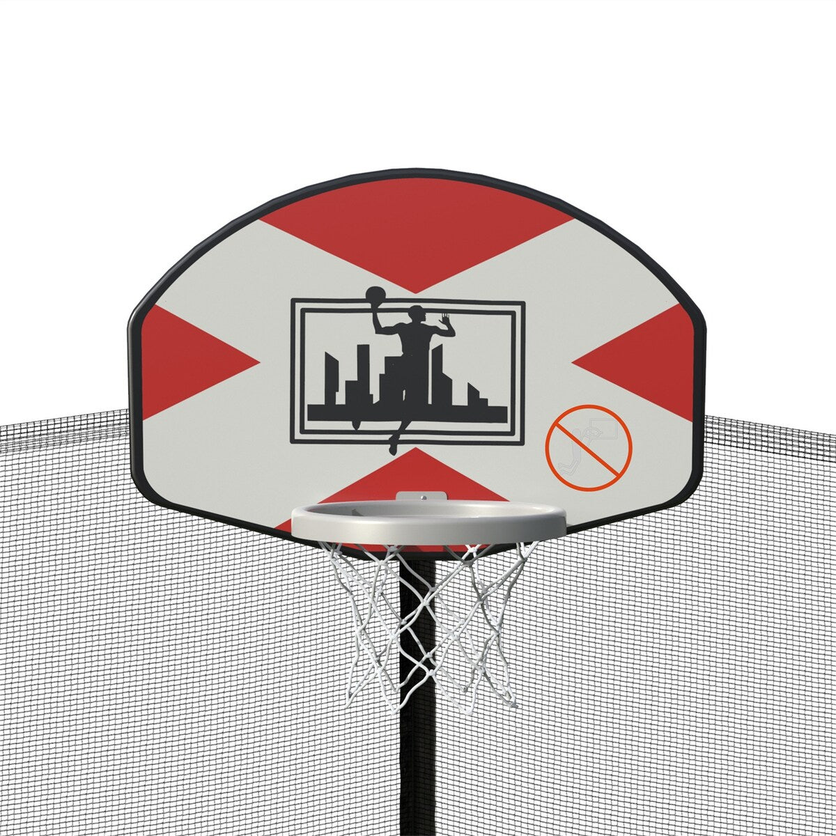 14-Feet Round Trampoline with Safety Enclosure, Basketball Hoop and Ladder