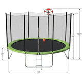 14-Feet Round Trampoline with Safety Enclosure, Basketball Hoop and Ladder