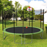 14-Feet Round Trampoline with Safety Enclosure, Basketball Hoop and Ladder