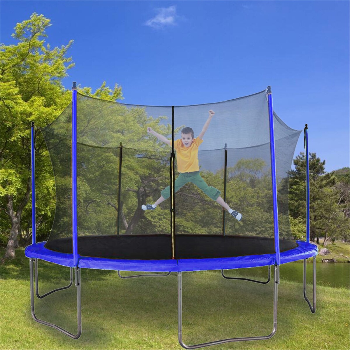 14 Ft Trampoline with Enclosure Net - N/A