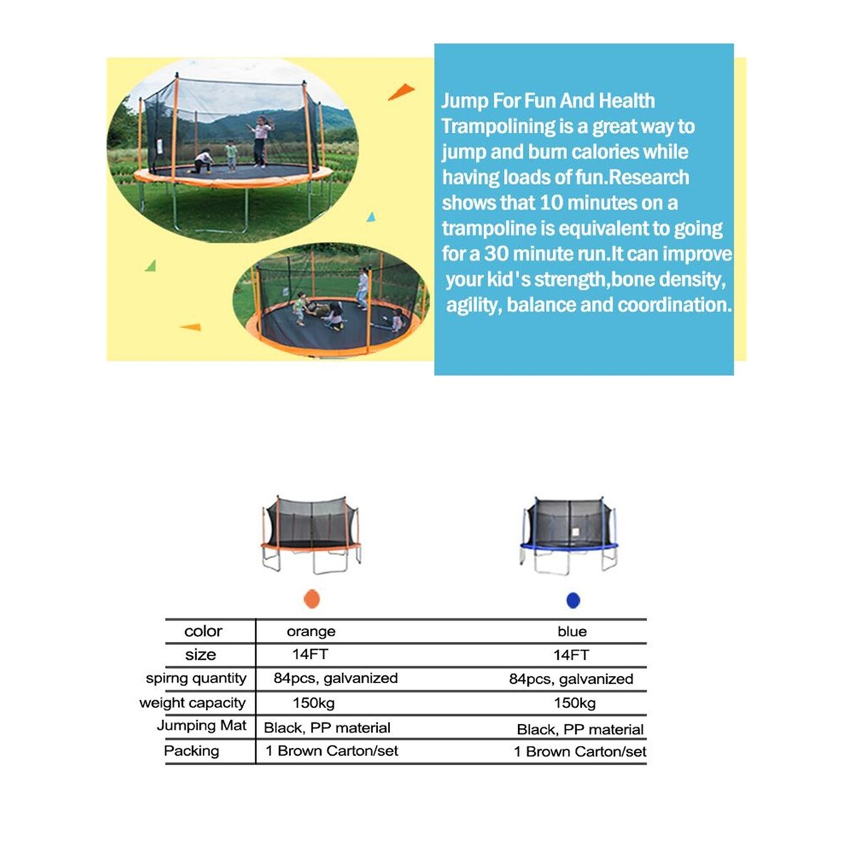 14 Ft Trampoline with Enclosure Net - N/A