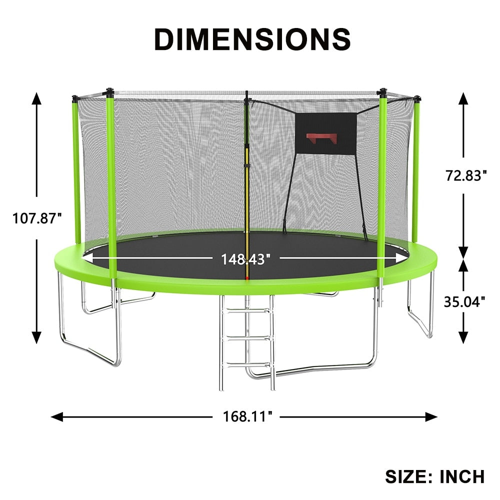14 ft. Outdoor Trampoline for Kids and Adults, 1323 lbs, ASTM Approved