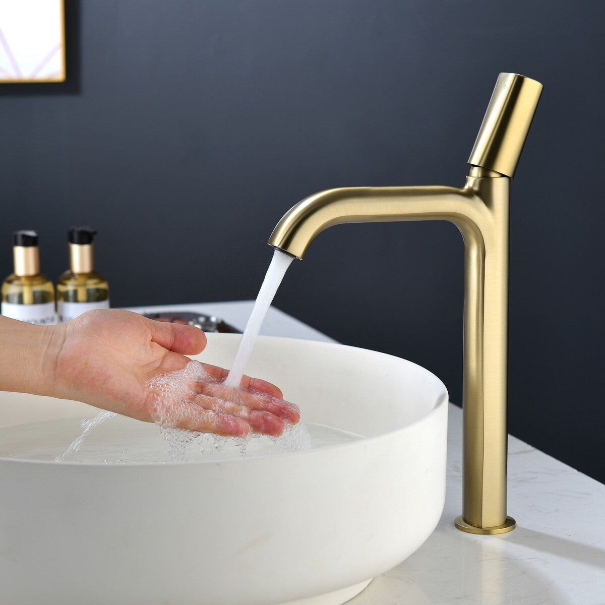 14 in.H Modern Matte Black/ Brushed Gold Single Handle Bathroom Faucet includes Hardware
