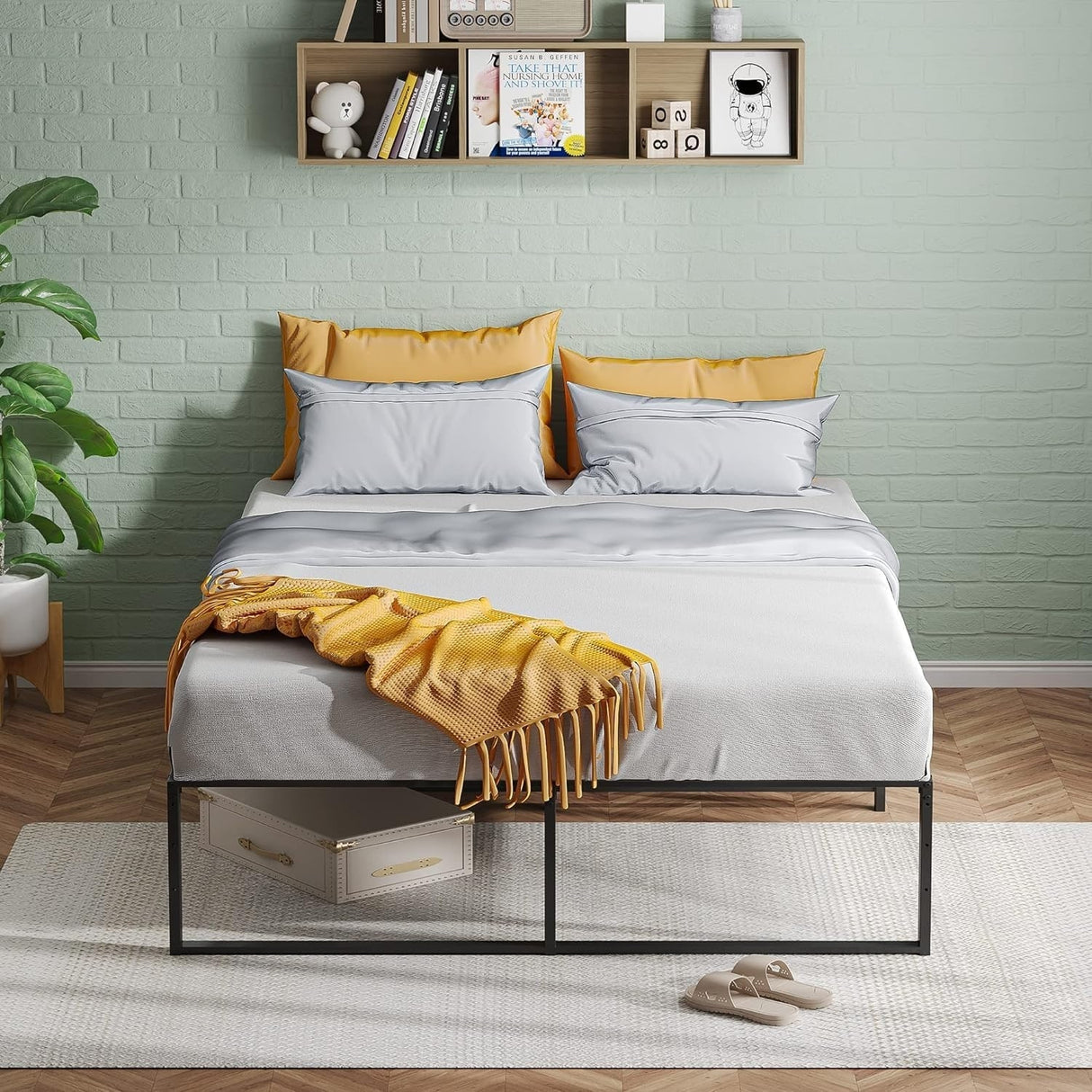 14 inch Tall Heavy Duty Metal Full Bed Mattress Frame