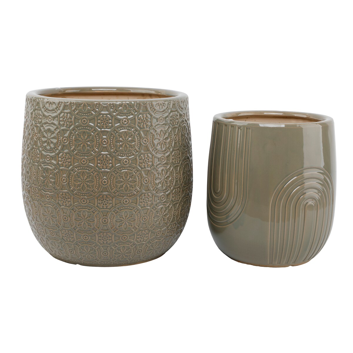14.5" & 11" Outdoors Catherdal Ceramic Pot,Set Of 2