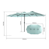 14.8 Ft Double Sided Outdoor Umbrella Rectangular Large with Crank