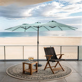 14.8 Ft Double Sided Outdoor Umbrella Rectangular Large with Crank