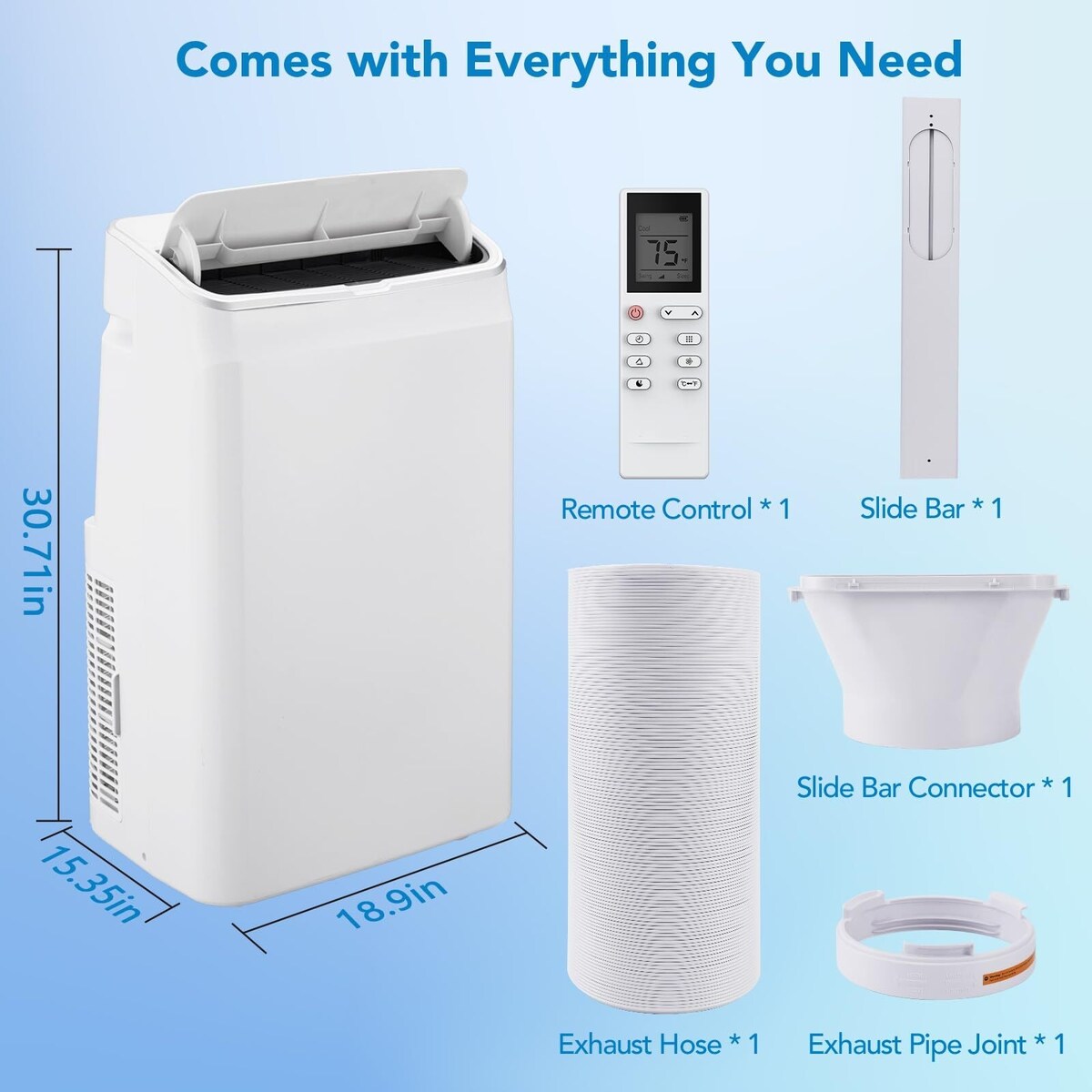 14000 BTU Portable Air Conditioners with Remote Control for Rooms