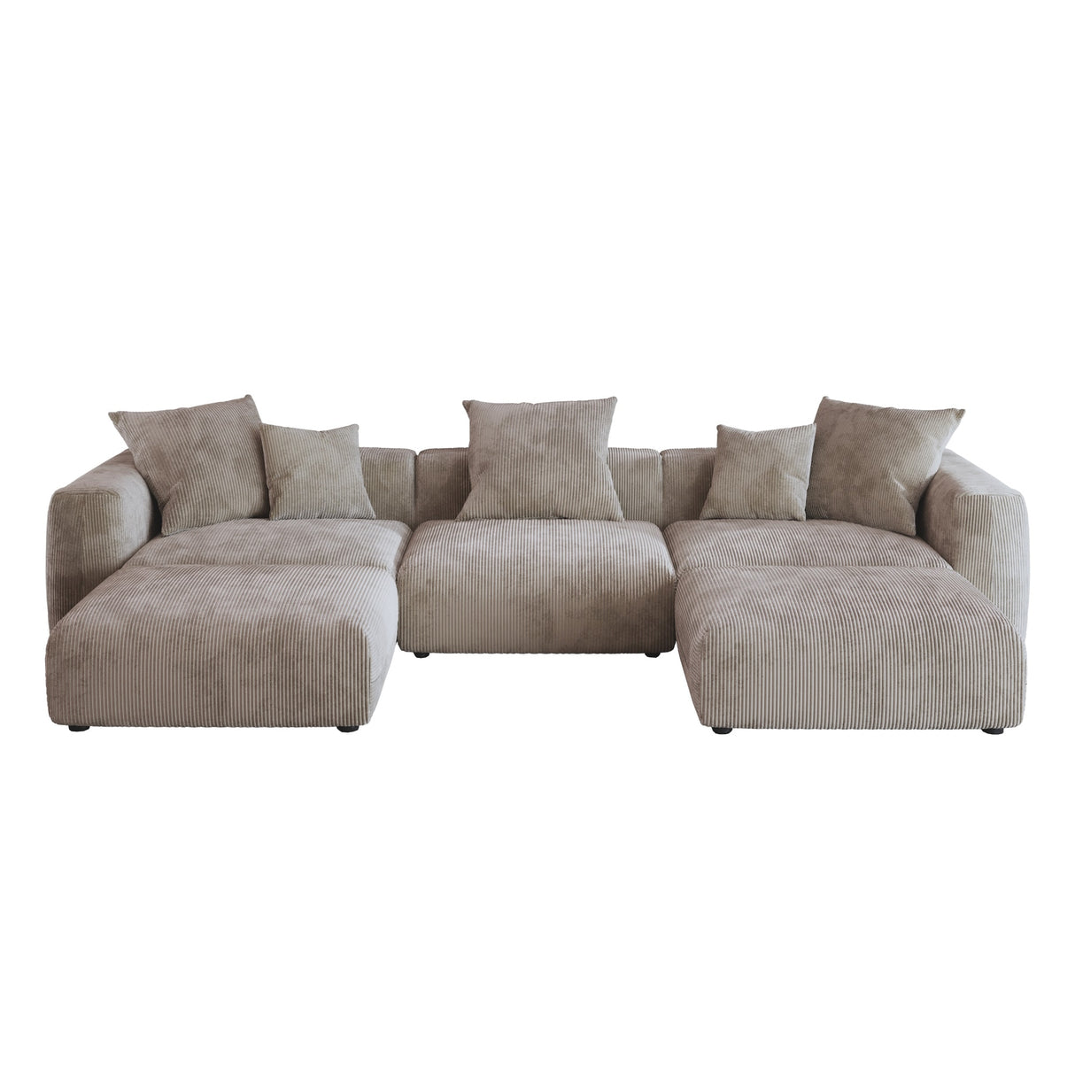 141.73" Modular Sectional Sofa, Corduroy U Shaped Sofa Couch with Ottomans