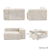 141.73" Modular Sectional Sofa, Corduroy U Shaped Sofa Couch with Ottomans