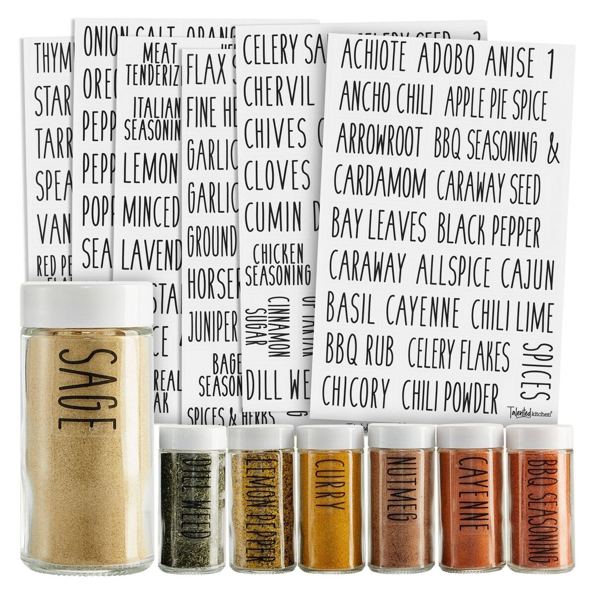 145 Clear Preprinted Spice Labels Stickers for Spice Jars