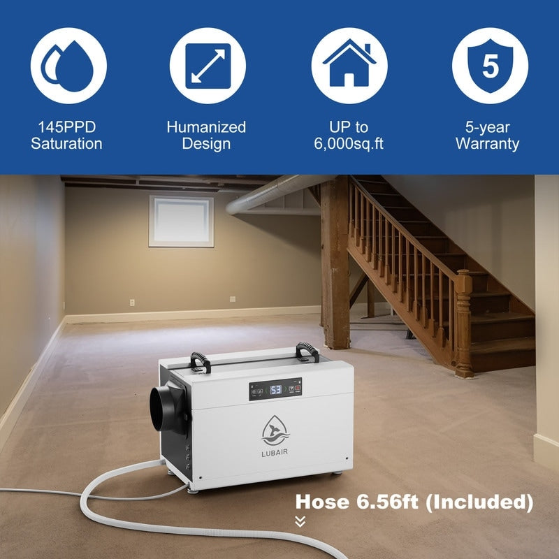 Edendirect Commercial Dehumidifier with Drain Hose, Remote Control, Memory Restart, Whole House, Auto Defrose
